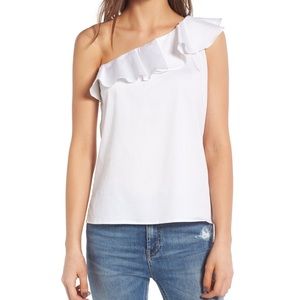 🔥🔥AG Adriano Goldschmied One-Shoulder Ruffle Top